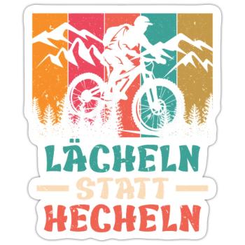 Elektro Rad E-BIKE LÄCHELN STATT HECHELN Lustiges - Sticker Größe S (10 x 10 cm) - Mattweiß - Vorne
