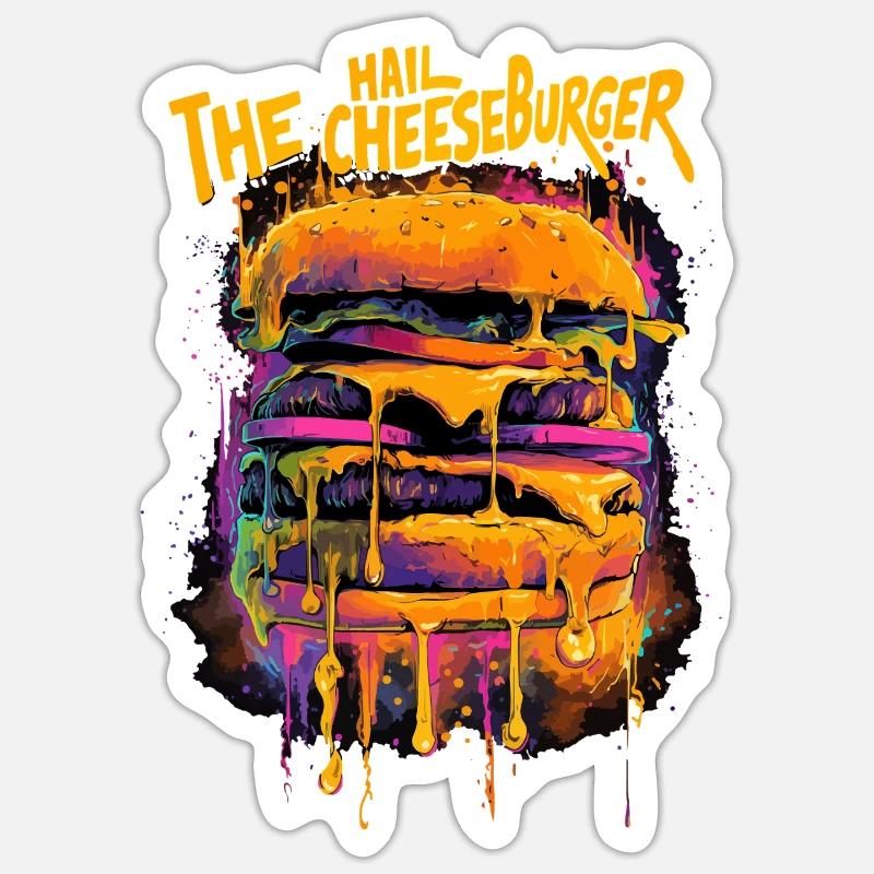 Trippy Hail the Cheeseburger Graffiti Street Style Sticker Größe S (10 x 10 cm)