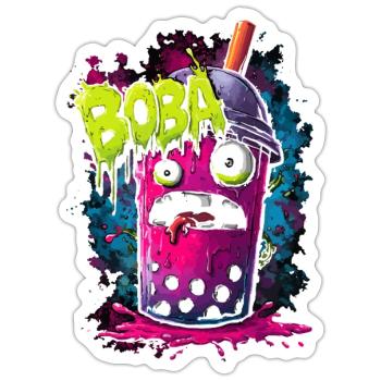 Boba Tea Monster in colorful graffiti street style - Sticker size S (10 x 10 cm) - white matte - Front