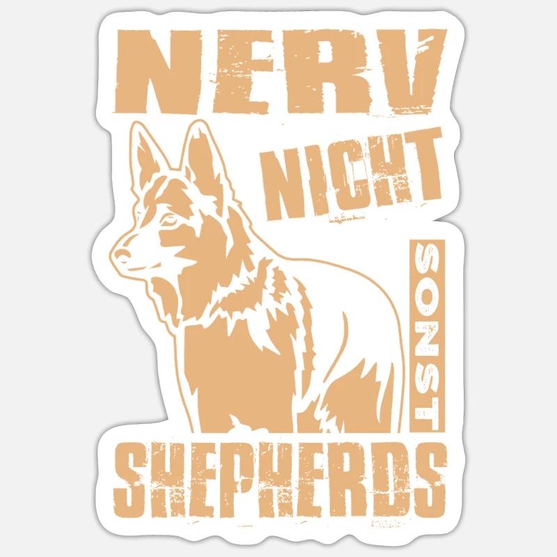Schäferhund Geschenke Hund Herrchen Gassi - Sticker Größe S (10 x 10 cm) - Mattweiß