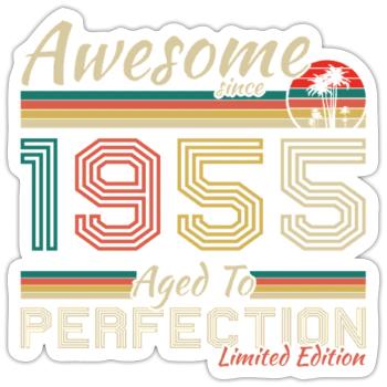 1955 Vintage Retro Jubiläumsgeschenk - Sticker Größe S (10 x 10 cm) - Mattweiß - Vorne