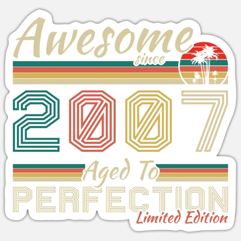 2007 Vintage Retro Geburtstagsgeschenk Sticker Größe S (10 x 10 cm)