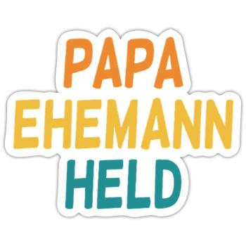 Papa Ehemann Held Herrentag Und Wandertag - Sticker Größe S (10 x 10 cm) - Mattweiß - Vorne