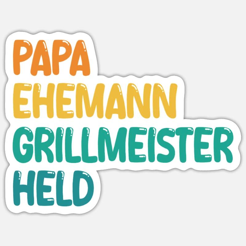 Papa Mari Grill Master Hero - Sticker taille S (10 x 10 cm) - blanc mat
