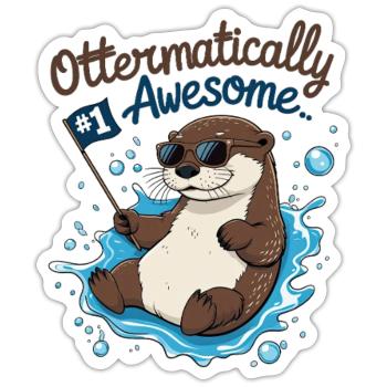 Ottermäßig cool – Lustiger Otter - Sticker Größe S (10 x 10 cm) - Mattweiß - Vorne