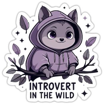 Introvertiert im Freien – Tier im Hoodie - Sticker Größe S (10 x 10 cm) - Mattweiß - Vorne