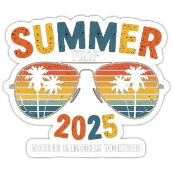 Sonnenbrille & Sonne 2025 - Sticker Größe S (10 x 10 cm) - Mattweiß - Vorne