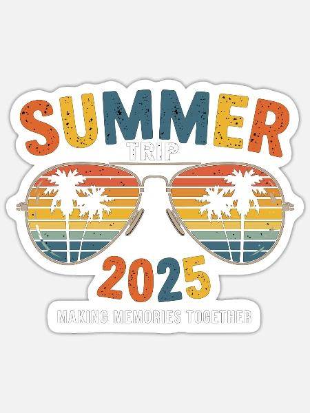Sonnenbrille & Sonne 2025 - Sticker Größe S (10 x 10 cm) - Mattweiß