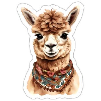 Conception d’animaux d’alpaga - Illustration graphique amusante - Sticker taille S (10 x 10 cm) - blanc mat - Devant