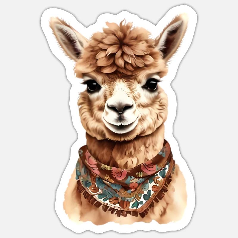 Alpaka Tier Design – Lustige Grafik Illustration Sticker Größe S (10 x 10 cm)