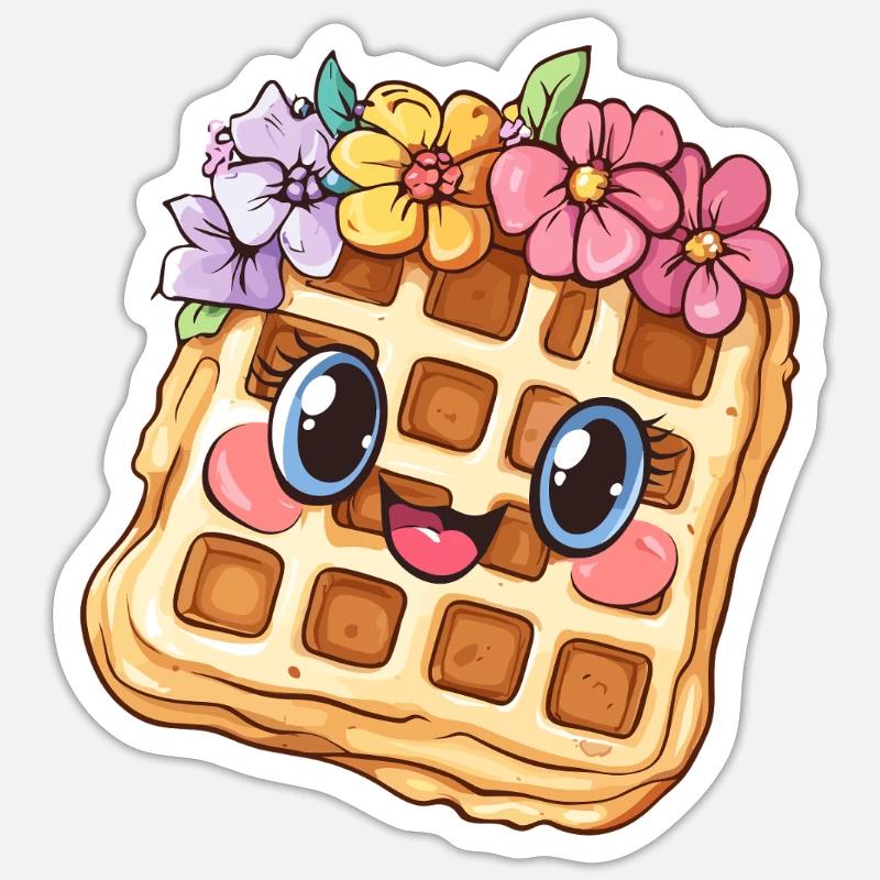Waffel mit Blumen Sticker Größe S (10 x 10 cm)