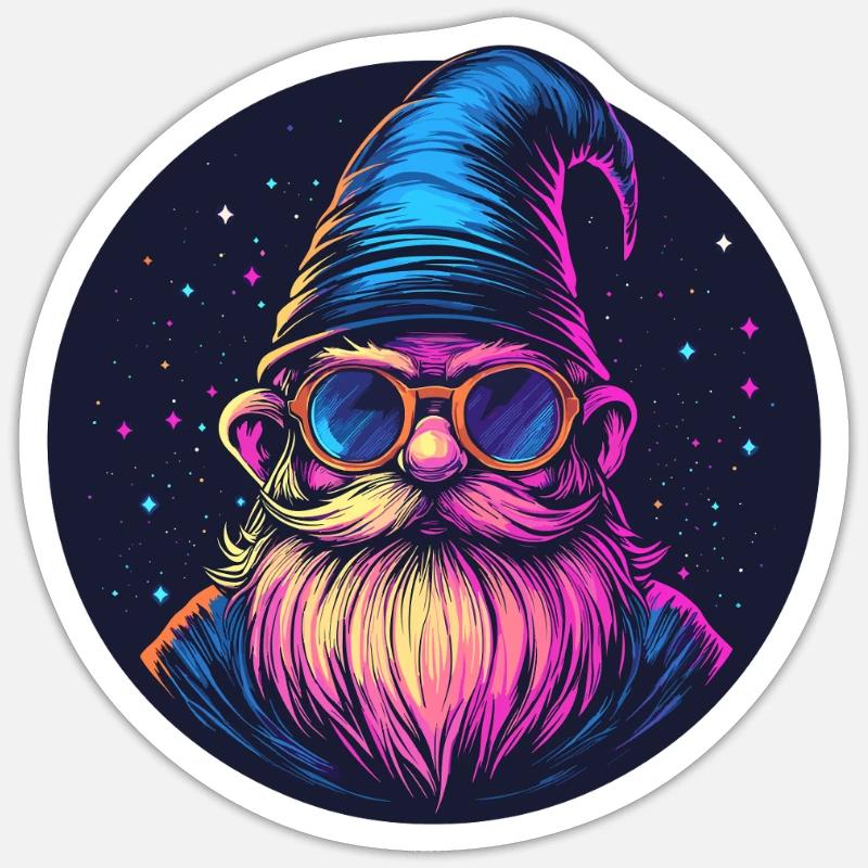 Weltraum Zwerg Retro Look Sticker Größe S (10 x 10 cm)