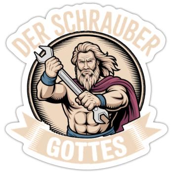 Der Schrauber Gottes - Sticker Größe S (10 x 10 cm) - Mattweiß - Vorne