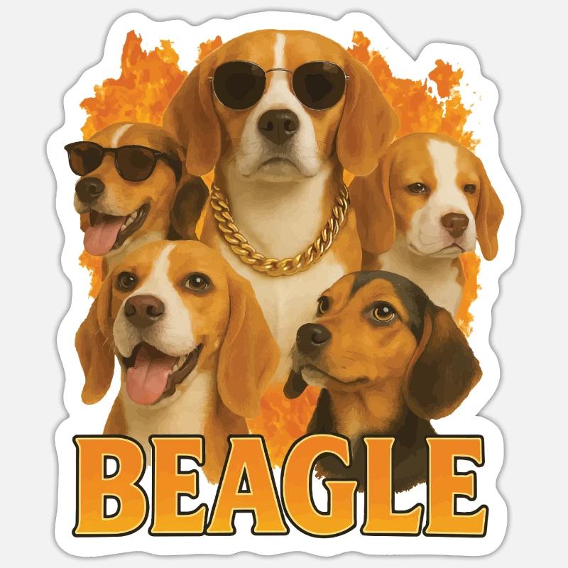 Beagle - Sticker Größe S (10 x 10 cm) - Mattweiß