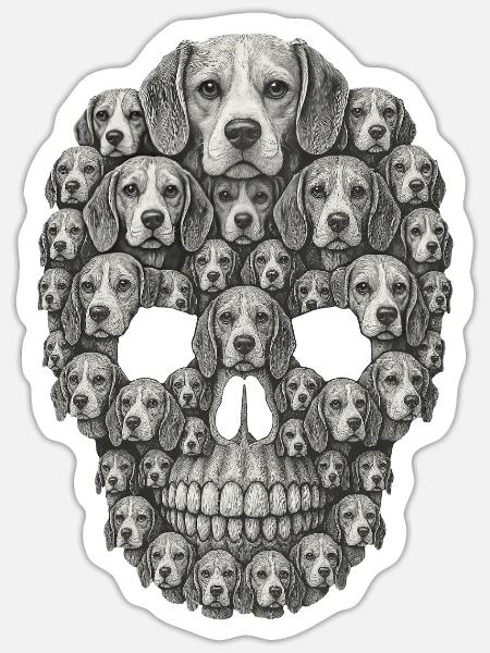 Beagle - Sticker Größe S (10 x 10 cm) - Mattweiß