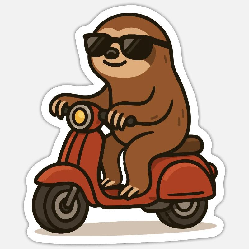 Sloth Moped Sticker size S (10 x 10 cm)