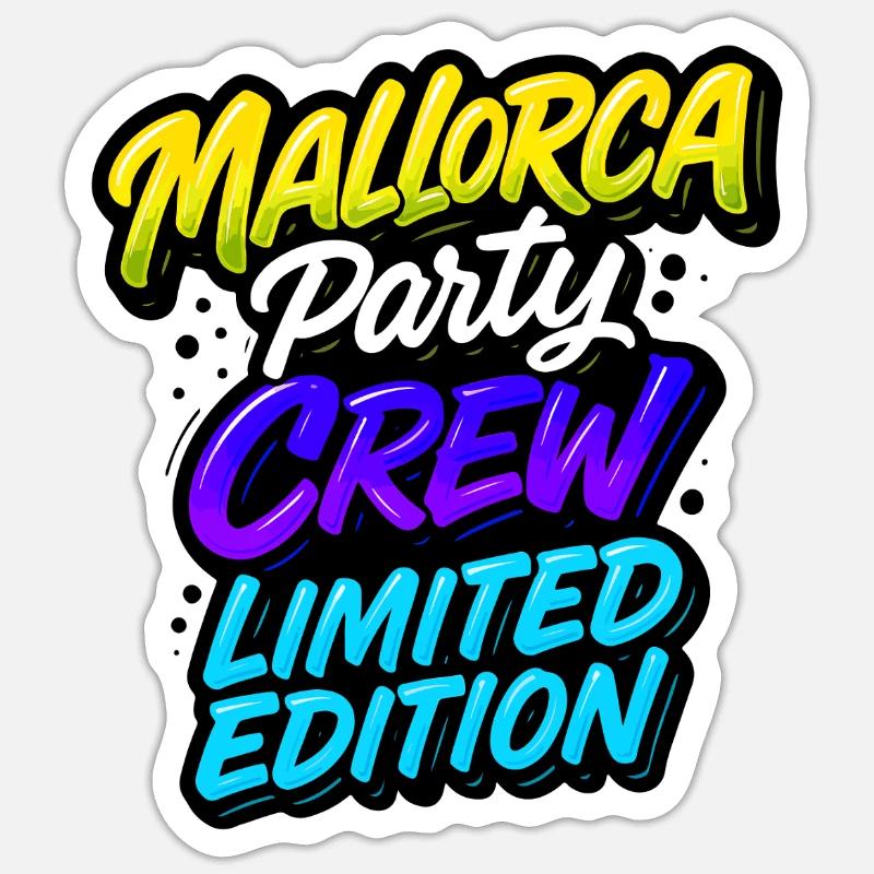 Mallorca Party Crew Bunt - Sticker Größe S (10 x 10 cm) - Mattweiß