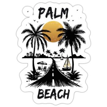 Highway to the Palm Sea Beach by Sunset Summer - Sticker size S (10 x 10 cm) - white matte - Front
