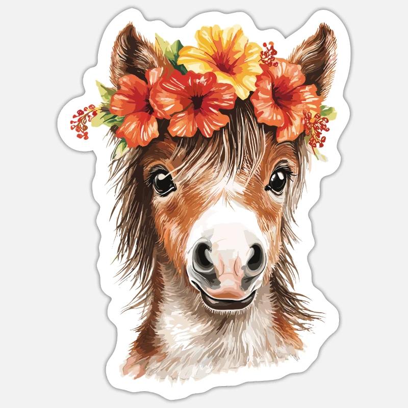 Bangs with hibiscus - Sticker size S (10 x 10 cm) - white matte