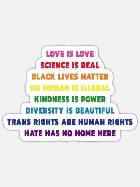 Menschenrechte Gay LGBTQ+ Pride Regenbogenflagge - Sticker Größe S (10 x 10 cm) - Mattweiß