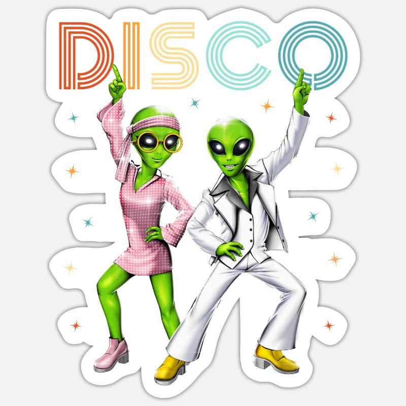 Disco Aliens - Sticker size S (10 x 10 cm) - white matte