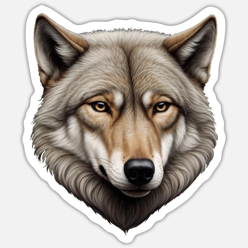 Lone Wolf – Detailliertes Tierporträt - Sticker Größe S (10 x 10 cm) - Mattweiß