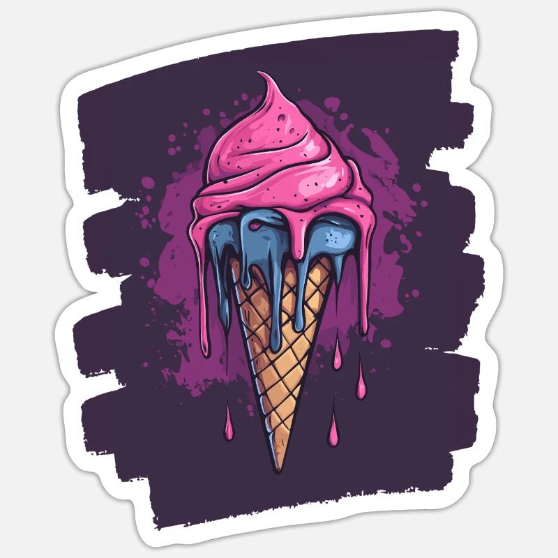 Crème glacée Crème glacée - Sticker taille S (10 x 10 cm) - blanc mat