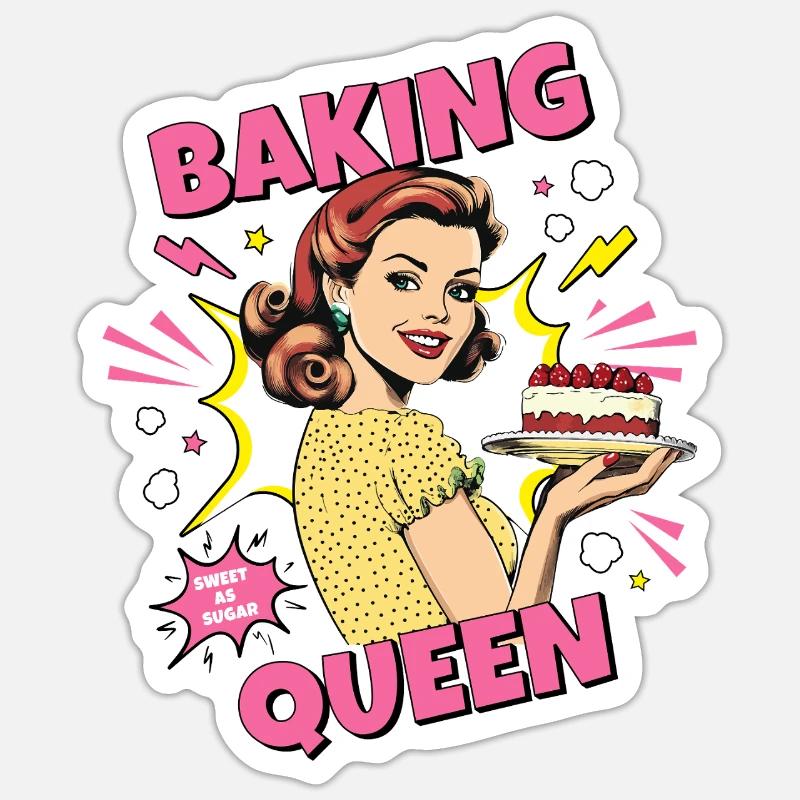 Cuisson Gâteau Cuisson Reine Cuisson Fée Boulanger Pop Art Sticker taille S (10 x 10 cm)