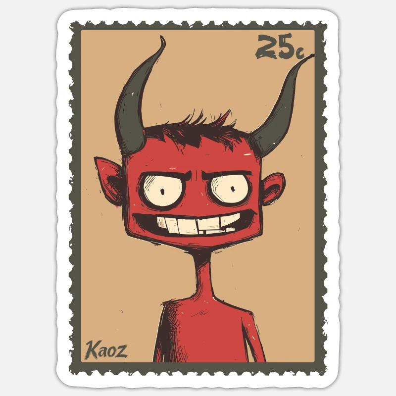 Grinning devil as a stamp Sticker size S (10 x 10 cm)