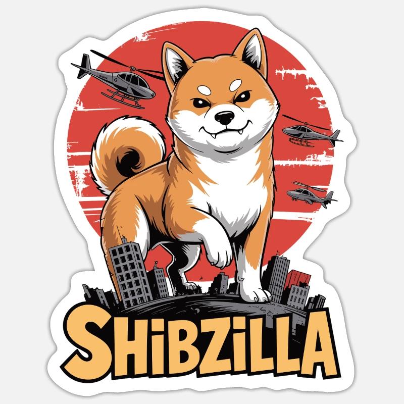 Shibzilla – Chaos with Side-Eye - Sticker size S (10 x 10 cm) - white matte