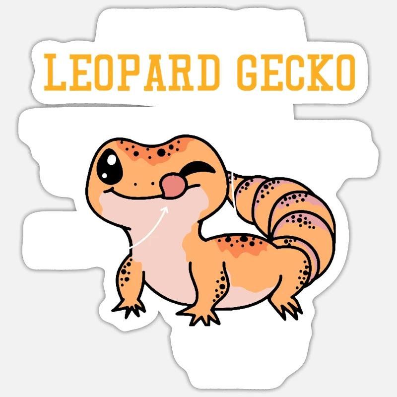 Funny Leopard Gecko Design - Sticker Größe S (10 x 10 cm) - Mattweiß