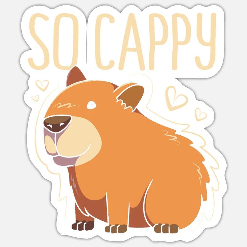 Capibara Capybara - Sticker taille S (10 x 10 cm) - blanc mat