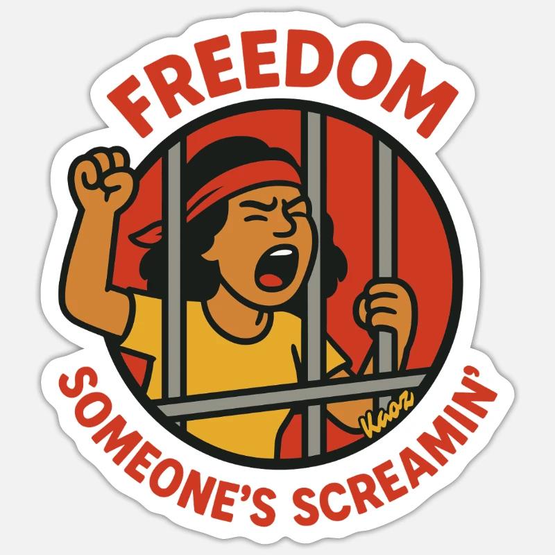 Cri de liberté - Sticker taille S (10 x 10 cm) - blanc mat