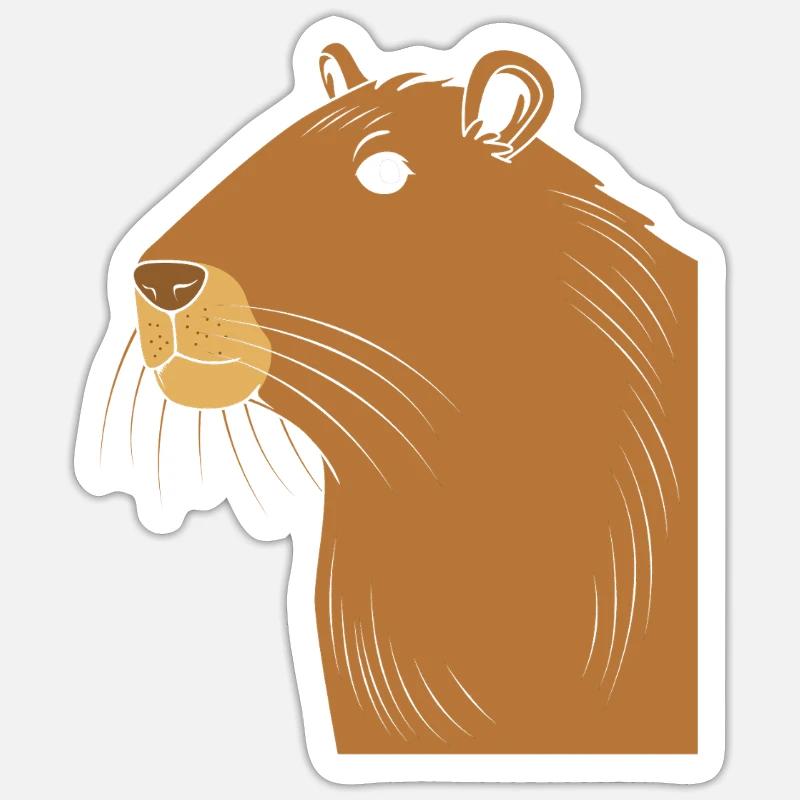 Capybara Capibara - Sticker taille S (10 x 10 cm) - blanc mat
