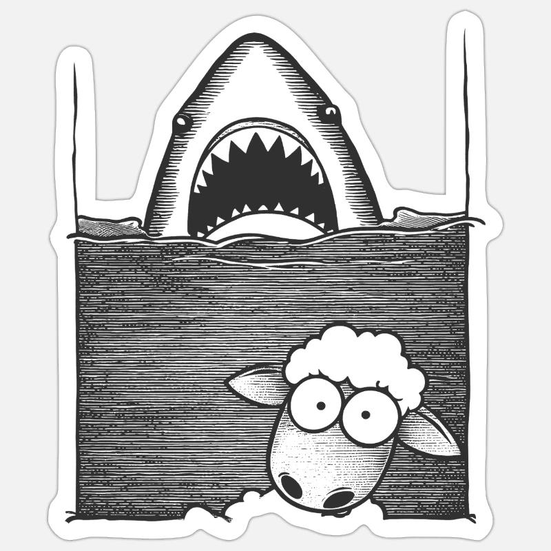 Shark Sheep - Sticker size S (10 x 10 cm) - white matte