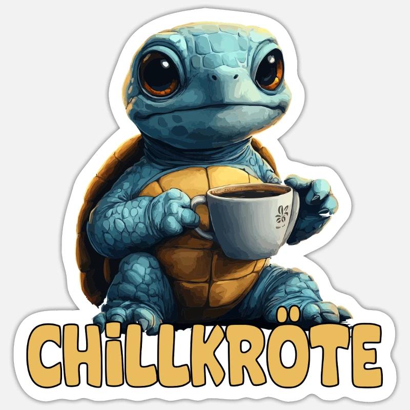 Chill Toad Pun Turtle - Sticker size S (10 x 10 cm) - white matte
