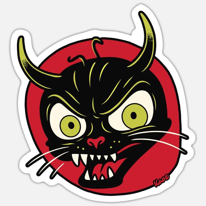 Devilish grimace of a devil cat Sticker size S (10 x 10 cm)