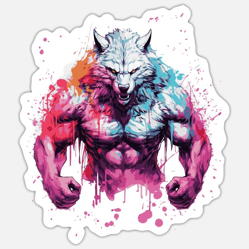 Muscles du loup - Sticker taille S (10 x 10 cm) - blanc mat