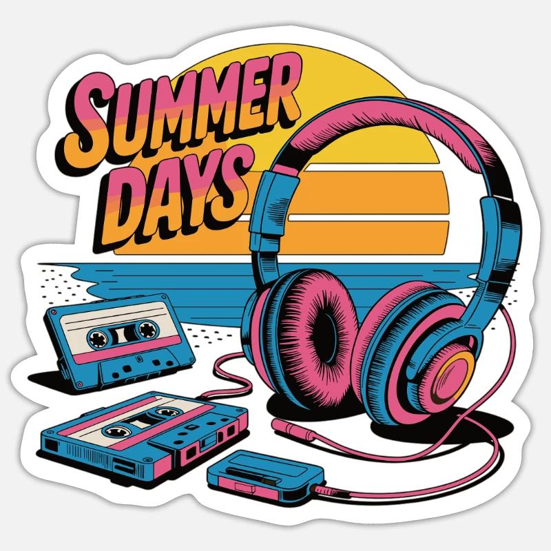 Mixtape nostalgique de l’été - Sticker taille S (10 x 10 cm) - blanc mat