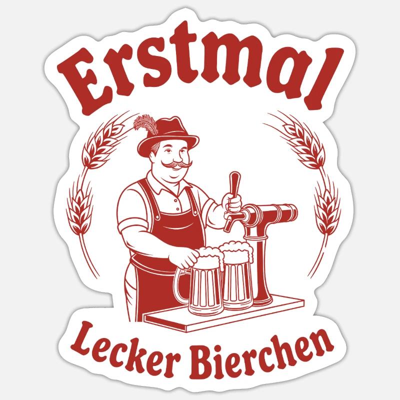 Erstmal lecker Bierchen - Sticker Größe S (10 x 10 cm) - Mattweiß