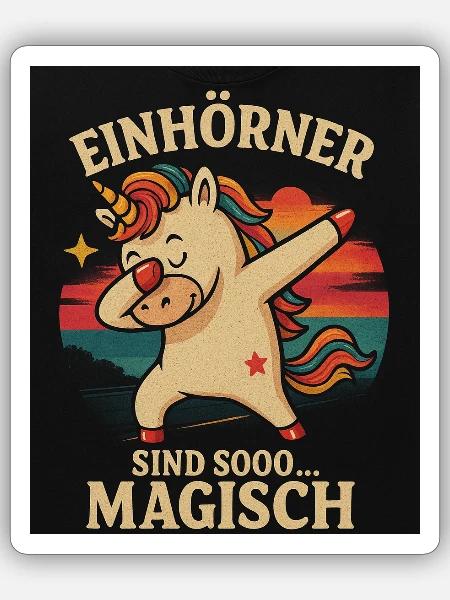 Einhörer Magischer Dabbing-Unicorn - Sticker Größe S (10 x 10 cm) - Mattweiß