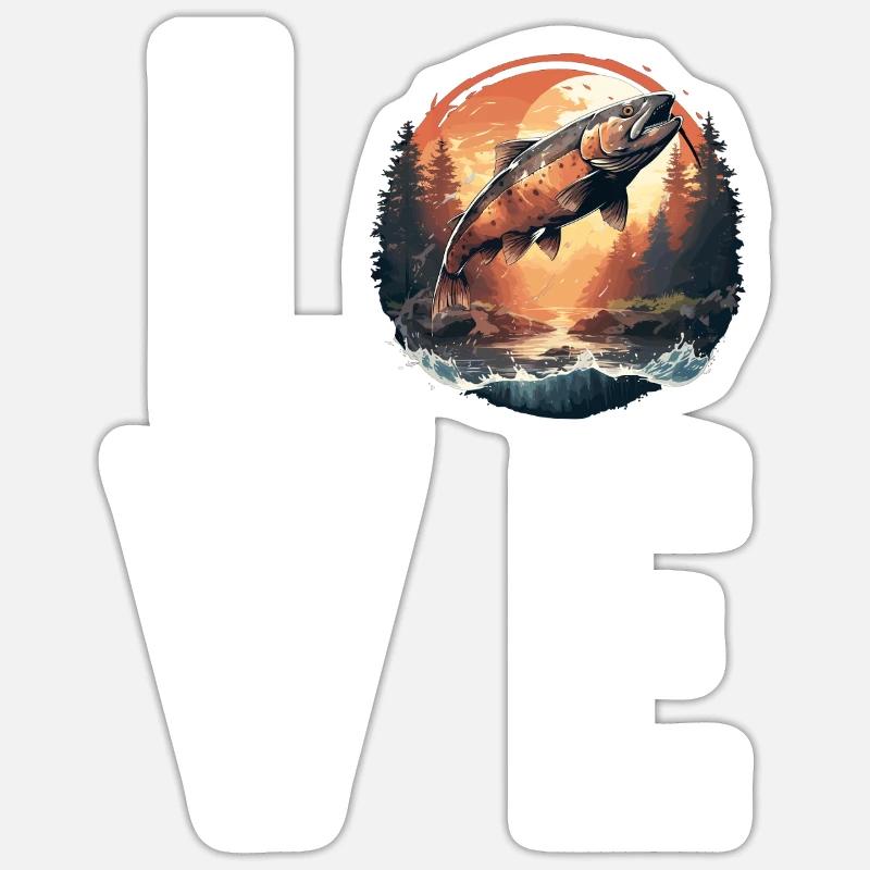 Lachse Lachs - Sticker Größe S (10 x 10 cm) - Mattweiß