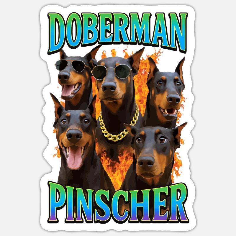 Dobermann - Sticker Größe S (10 x 10 cm) - Mattweiß