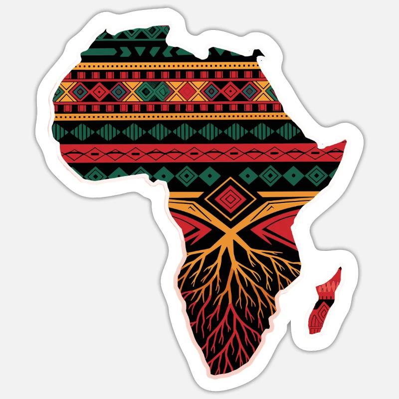 African Pattern Card with Roots - Sticker size S (10 x 10 cm) - white matte