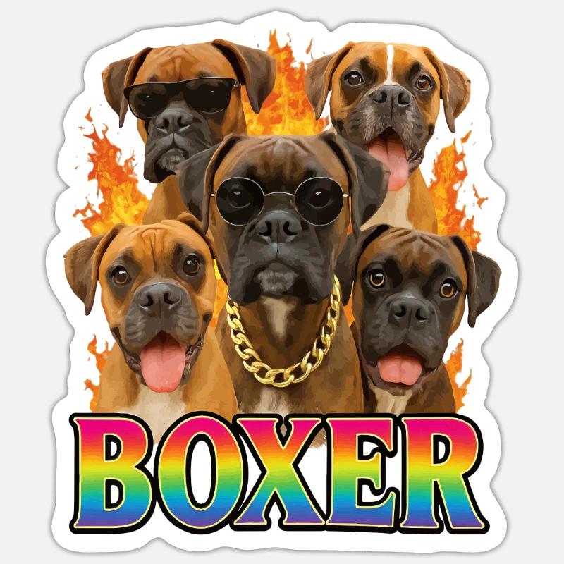 Boxer - Sticker Größe S (10 x 10 cm) - Mattweiß