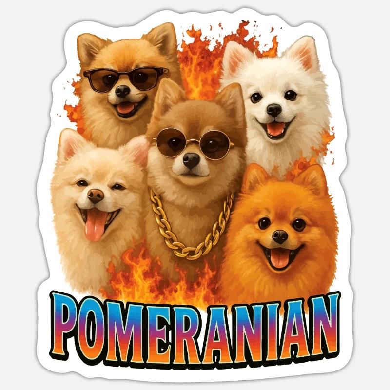 Zwergspitz - Sticker Größe S (10 x 10 cm) - Mattweiß