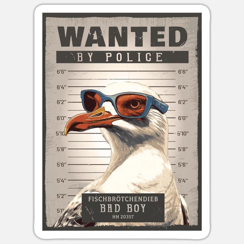 Fish Roll Thief Seagull Sticker size S (10 x 10 cm)