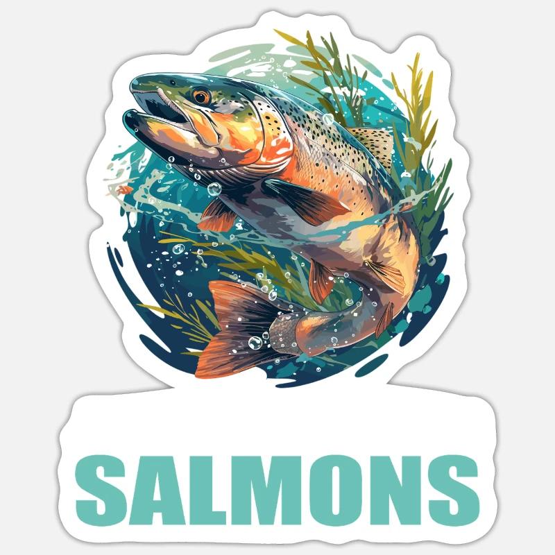 Saumon Saumon - Sticker taille S (10 x 10 cm) - blanc mat