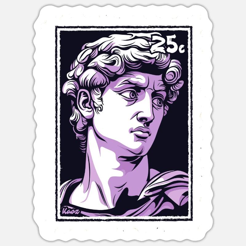 David de Florence Timbre-poste – Classique en violet Sticker taille S (10 x 10 cm)