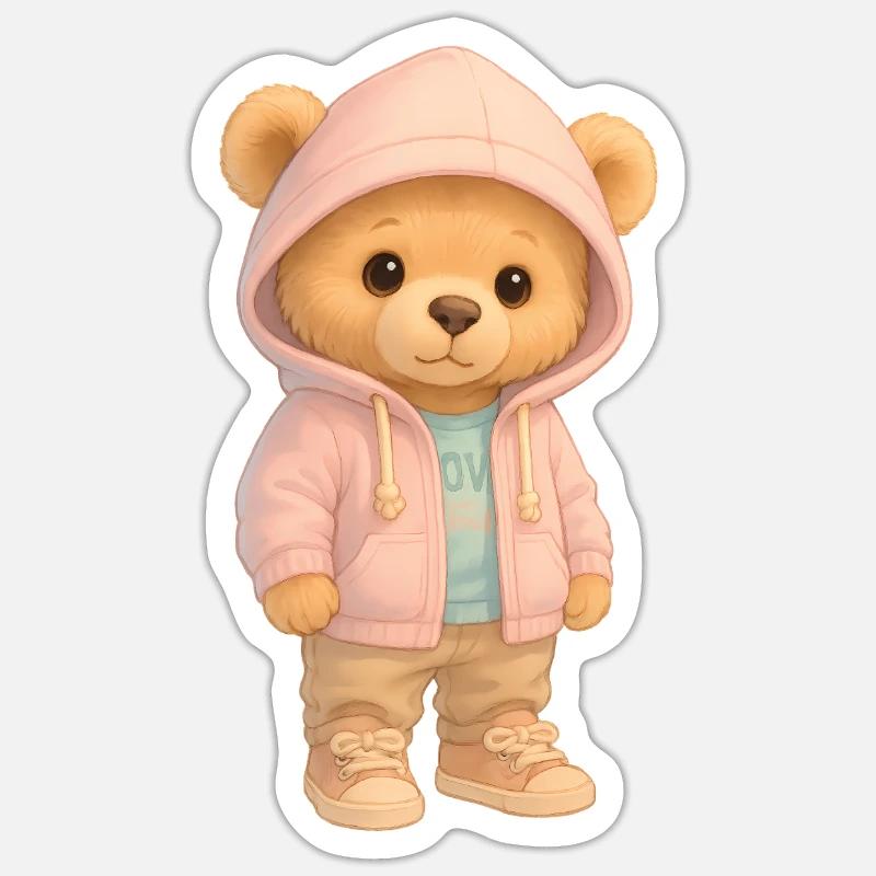 Süßer Kapuzenpullover Bär Sticker Größe S (10 x 10 cm)